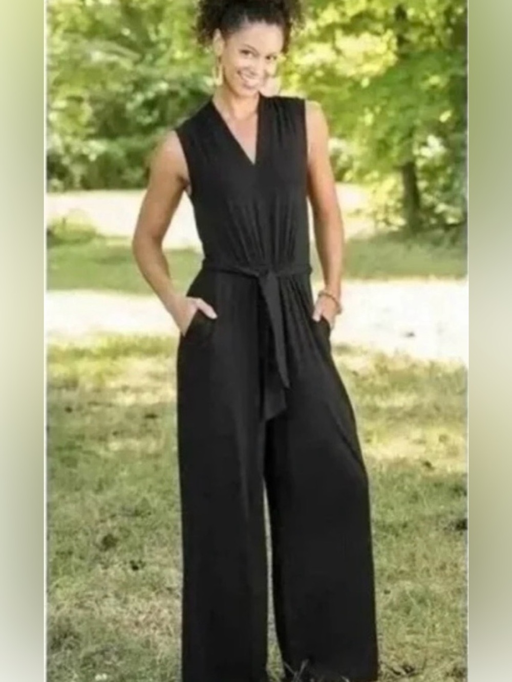 VGUC! Matilda Jane Sleeveless Black Jumpsuit with Waist Tie